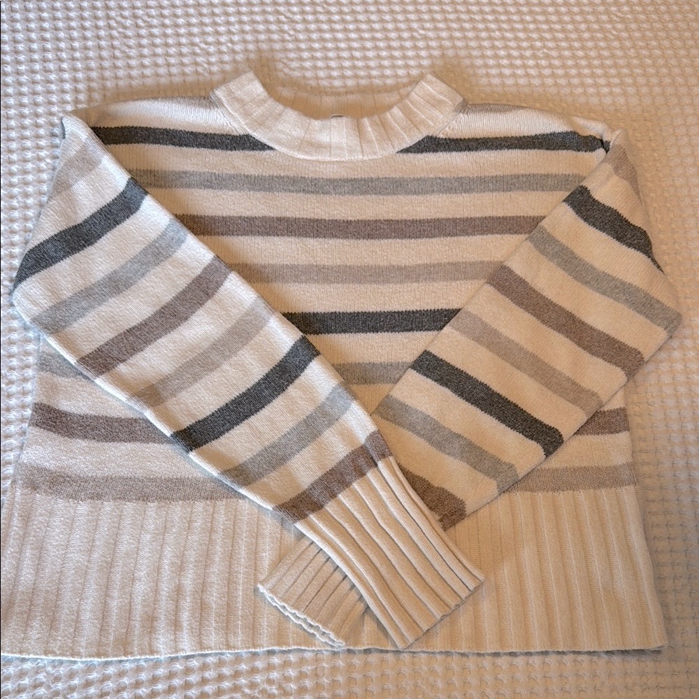 GAP Cream/Brown/Gray Crew Neck Sweater